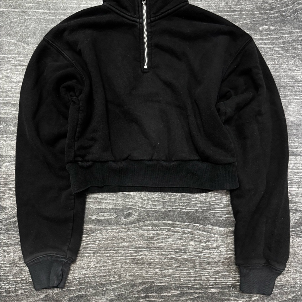 TNA Black Half-Zip Cropped Sweatshirt size womens XS